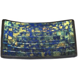 Curious Designs Mosaic Glass Tray, One of a Kind - Deep Blue Sea Theme - Approx 8 by 4 Inches