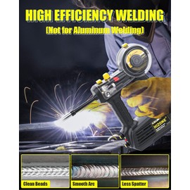 Hand Held MIG Welder Machine 110V, HIZONE 100A Flux Core Portable Welding Machine, Handheld Gasless Inverter Wire Feed Welding Equipment