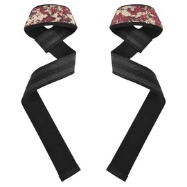 Correas de levantamiento de fitness personalizadas de camuflaje borgoña beige de 26 pulgadas, antideslizantes, personalizables, resistentes correas de entrenamiento para entrenamiento, gimnasio