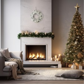 com-four® Door and Table Wreath for Christmas, White Advent Wreath with Leaves and Cones, Decorative