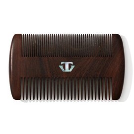 Premium Sandalwood Beard Comb with Mother of Pearl Decoration and Black Case - Traditional Craft Work & The Lux Edition for the Perfect Beard & Mustache Grooming and Gift for Men - TRAWILD (BLACK)