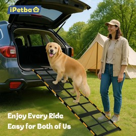 iPetba Dog Ramp for Car & Truck & SUV & Stairs - Joint-Friendly, Anti-Slip, Gentle Slope，Extra Wide & Stable, Up to 200 lbs