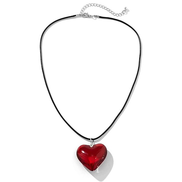 RSYHVG Creative bead chain heart pendant necklace for women with