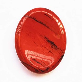 Bacatgem Natural Red Jasper Crystal Thumb Worry Stone,Stress Relax Healing Reiki Crystal Pocket Palm Stones