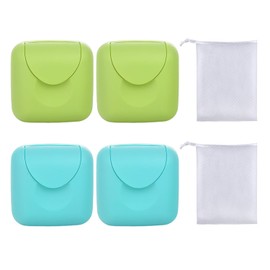 4 Pieces Soap Dish And 2 Pieces Bubble Bag, Waterproof And Leakproof Soap Dish, Portable Soap Dish, Travel Soap Dish, Square Soap Dish, Bubble Net