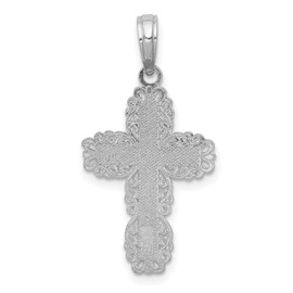 IceCarats 10K Solid White Gold Holy Cross Necklace Religious Chain Pendant Jesus Christ Charm 29mm x 15mm Only