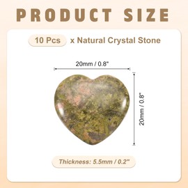 PATIKIL 10 Pcs Natural Heart Shaped Crystal Stone, 1 Inch Mini Polished Love Gemstone Crystal, Pocket Rock Engraved Worry Stones for Women Gifts Meditation, Green Pink