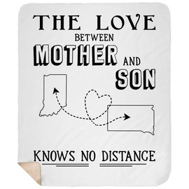 Long Distance Mother Son Gifts - The Love Between Mother & Son Know No Distance Indiana State, South Dakota State - Gift Fleece Blanket 50"x60" All Season