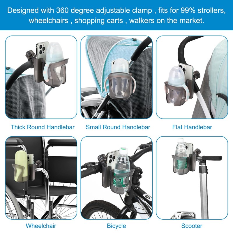 Accmor 2-in-1 Walker Cup Holder with Phone Holder, Wheelchair Cup