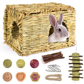 PStarDMoon Bunny Grass House-Hand Made Edible Natural Grass Hideaway Comfortable Playhouse for Rabbits, Guinea Pigs and Small Animals to Play,Sleep and Eat (style4)