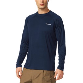 BALEAF Men's Rash Guard Shirts Fishing Long Sleeve UV Sun Protection SPF T-Shirts UPF 50+ Lightweight Beach Dark Blue Size S