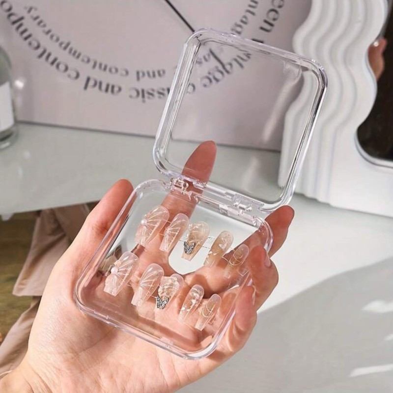Press On Nail Storage Box Set, 10 Pieces, Transparent Acrylic