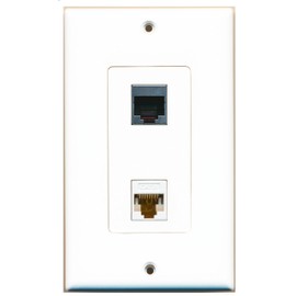 RiteAV 1 Port Cat6 Ethernet White 1 Port RJ45 Shielded Wall Plate OVERSIZED Jumbo MIDI