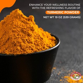 Angel Brand Ground Turmeric Powder - 18 oz Bottle- Sourced From Rhizomes, Underground Stems - Turmeric Powder Organic Adds Warm, Earthy Flavor - Perfect For Curies, Soups, Stews & Rice Dishes