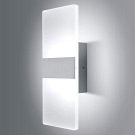 Lightess Modern Wall Sconce Dimmable 12W, Up Down Wall Lights Acrylic LED Wall Lamp for Hallway Bedroom Corridor, Cool White, HS521-1