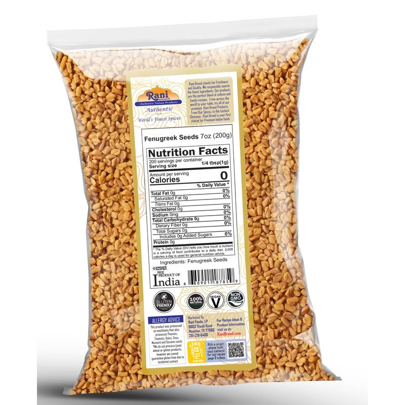 Rani Fenugreek (Methi) Seeds Whole 7oz (200g) Trigonella foenum graecum