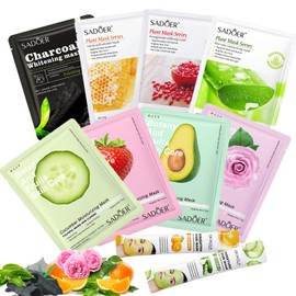 Face Masks Skincare (Pack of 8+2), Face Masks Beauty, Collagen Firming Facial Sheet Mask Hydrating, Moisturizing, Soothing, Clean Face Masks, Gifts for Women, Men, Daily Skincare for All Skin Types