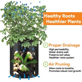 Potato Grow Bags 10 Gallon 4 Pack Fabric Pots Thickened Nonwoven Grow Bags with Reinforced Handles Garden Planting Bags for Tomato Vegetables Fruits Garden Pots Outdoor Indoor(14" Dia x 18" H)
