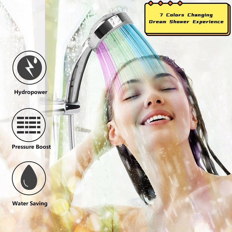 LED Shower Head, Colour Changing, Rain Shower, Hand Shower, Water-Saving