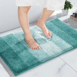 Yimobra Luxury Fluffy Bathroom Rug Mat, Extra Soft Comfortable Plush Absorbent Microfiber Bath Rugs, Thick Non Slip Shaggy Bath Mats for Bathroom Floor, Tub and Shower, Machine Wash, 32"x20", Blue