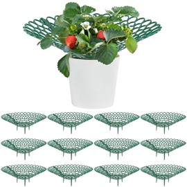 Haiabei 12 Pcs Strawberry Supports Petal-shaped Strawberry Stand Plastic Fruits Growing Rack Balcony Vegetable Rack Planting Garden Accessories with 3 Sturdy Legs for Vegetable Garden Orchard