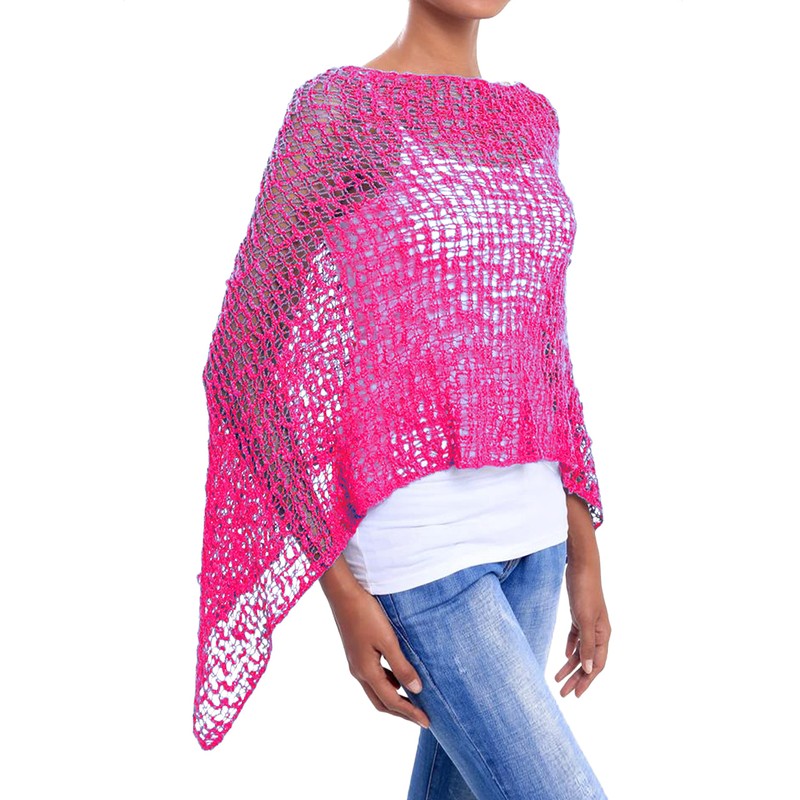 JOPHY & CO. 1511 Womens Knitted Mesh Poncho Crochet Summer