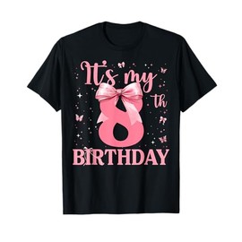 8th Birthday Coquette Bow 8 Years Old Birthday Girl Kids T-Shirt