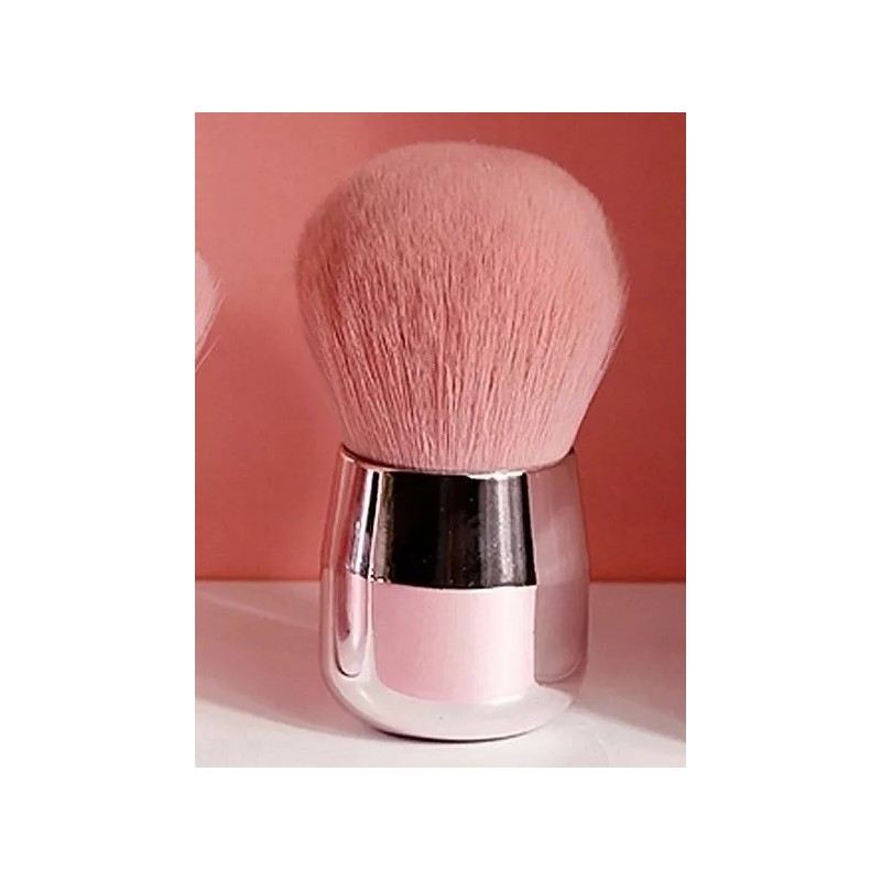 ZzDog Brocha Kabuki Redonda Suave Base Crema O Polvo Rosa