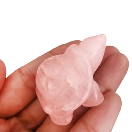 Lovionus89 Hand Carved Stone Crystal Turtle, 40 mm Small Turtle Animal Figurine Bag Statue Sculpture, Rose Quartz
