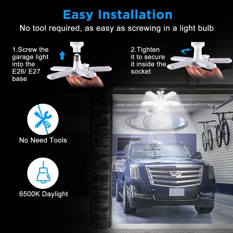 Kofarrten LED Garage Lights, Super Bright 8000 LM Garage Light