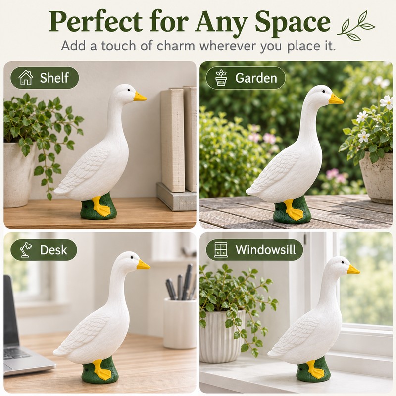 7-Inch White Goose Garden Statue – Outdoor Resin Goose Figurine