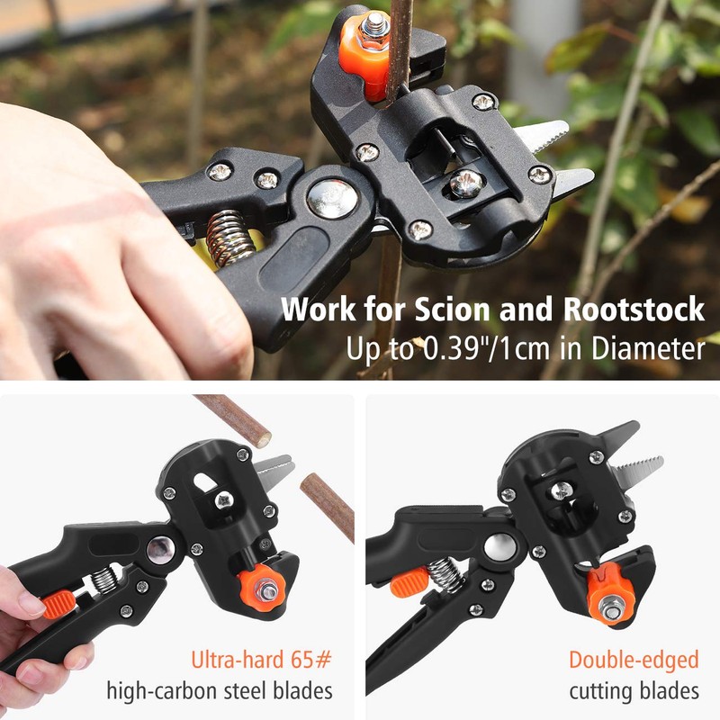 Housolution Garden Shears Ratchet Shears, 2-in-1 Durable Grafting Scissors Cutting