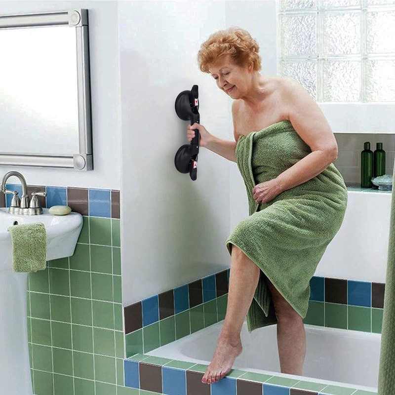 HEINSY 15inch Suction Shower Grab Bar, Portable Shower Handle Bar