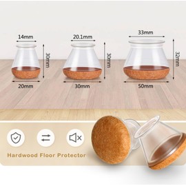 32 Pcs Round Chair and Table Leg Protectors, Silicone Floor Covers to Safeguard Hardwood and Tile Floors, Non-Slip Felt Pads for Furniture Legs, Noise-Reducing Caps (Clear)