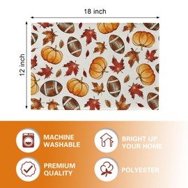 Croar Fall Pumpkin Football Maple Leaves Placemats Set of 4, Autumn Thanksgiving Sport Game Day Dining Place Mats Table Decor, Rugby Farmhouse Rustic Home Kitchen Decoration 12 x 18 Inches