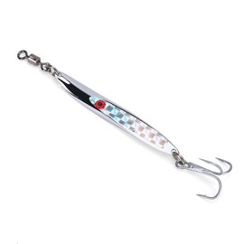 Tbest Cebos Señuelos de Pesca Aparejos de Pesca de Cebo Pesca Señuelos con Anzuelo,Lentejuelas Cebo Metal Bass Hard Spoon Bait Jig Señuelo Artificial Gancho(Silver 84g)