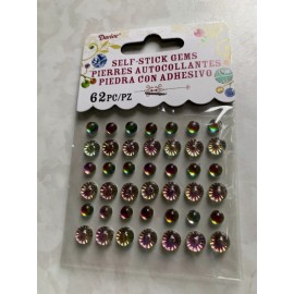 DARICE 1 SHEET DARICE SELF-STICK GEMS DAR1212.94 HOLOGRAPHIC ROUND RAINBOW 42-PCS - NEW