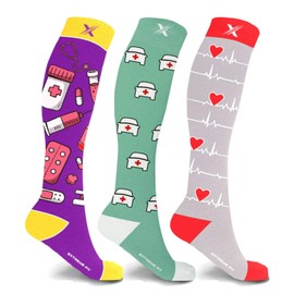 Extreme Fit Compression Socks - Knee High for Running, Athletics, Travel - 3 Pair