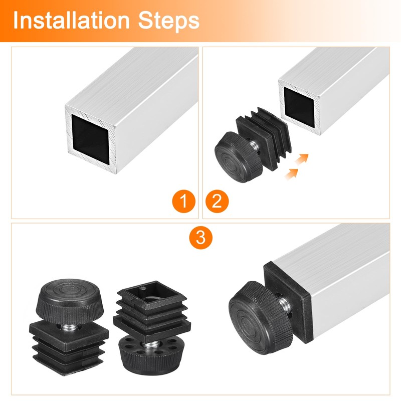 uxcell 12Pcs Inserts for Square Tubes with Leveling Feet, for