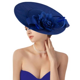 dressfan Fascinator Hat Headpiece for Women Vintage Wedding Mesh Feather Hair Clip,20s 50s Headband Hair Accessories Headwear for Derby/Wedding/Cocktail/Tea Party,M3-Royal Blue