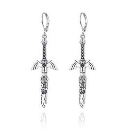 TALYKONG Zelda Sword Earrings Anime Dangle Drop Leverback Earrings Zelda Jewelry Gifts for Women (Anime earrings)