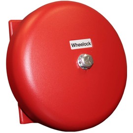 Wheelock 43T-G6-24-R Indoor/Outdoor 43T Vibrating Bell, Red Housing Color, 6" Shell Size in 24V AC, 86 dBA Sound Level, High Sound Output with Low Current Draw, Aluminum with Textured Enamel Finish