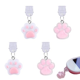 AOEVUIR 4er-Pack USB-C-Staubstöpsel-Anhänger, Katzenpfote Typ-C-Staubschutz Süß Schutzkappe für Ladeanschluss, Kompatibel mit und Anderen Geräten mit Typ-C-Anschluss