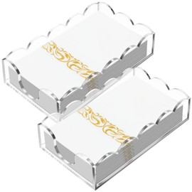 Chunful 2 Pcs Acrylic Napkin Holder Scalloped Acrylic Guest Towel Holder 8.5 x 5 x 2.4 inches Clear Hand Towel Tray for Bathroom Kitchen Disposable Paper Room Accessories