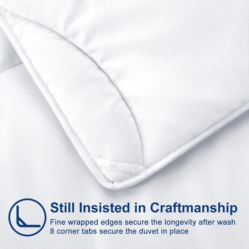 MEELUS Lightweight Comforter Cooling White, All Season Duvet Insert Breathable