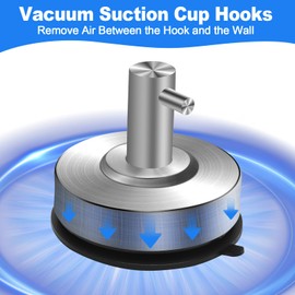 CGBE Pack of 2 Suction Cup Hooks, Suction Hooks, Extra Strong Vacuum, Max 5 kg, Reusable, Suction Cup Hooks, Bathroom Stainless Steel Towel Hooks, Wall Hooks, No Drilling for Bathroom and Kitchen