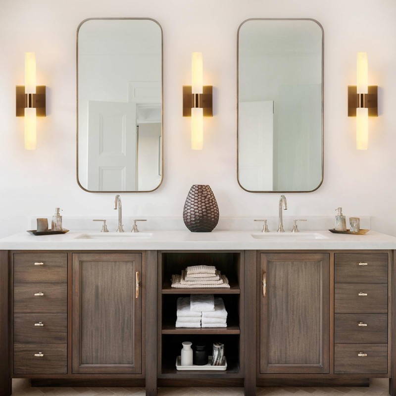 KUZZULL Modern Wall Sconces, Set of 2 Brushed Brass Gold,