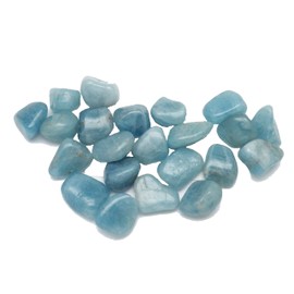 Fundamental Rockhound Products: One (1) Blue Aquamarine Tumbled Stone Gemstone Crystal with Carrying Pouch, info Card, Stone Certification (Small)
