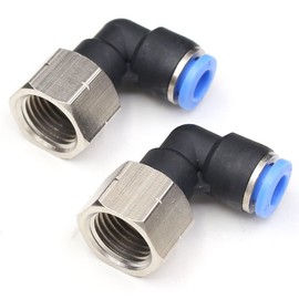 CEKER 4MM Female Elbow Airlines Push Fittings 90 Degree Push to Connect Fittings Air Fittings, PL 4mm Tubing Od x 1/4" Npt Thread Pneumatic Push In Connectors Quick Connect Tube Fittings 5Packs