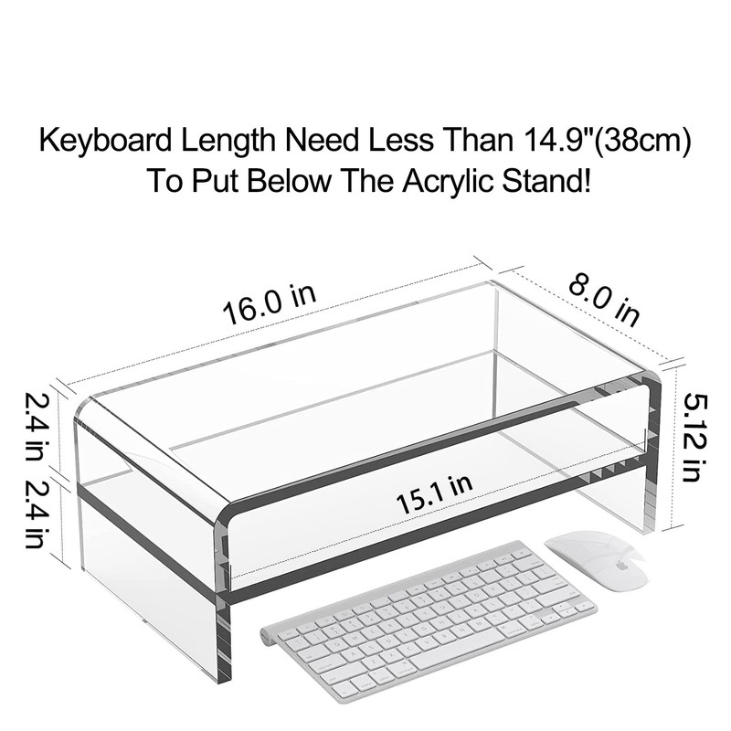 Egchi Clear Acrylic Monitor Stand Riser 2 Tier, 5.12 Inches